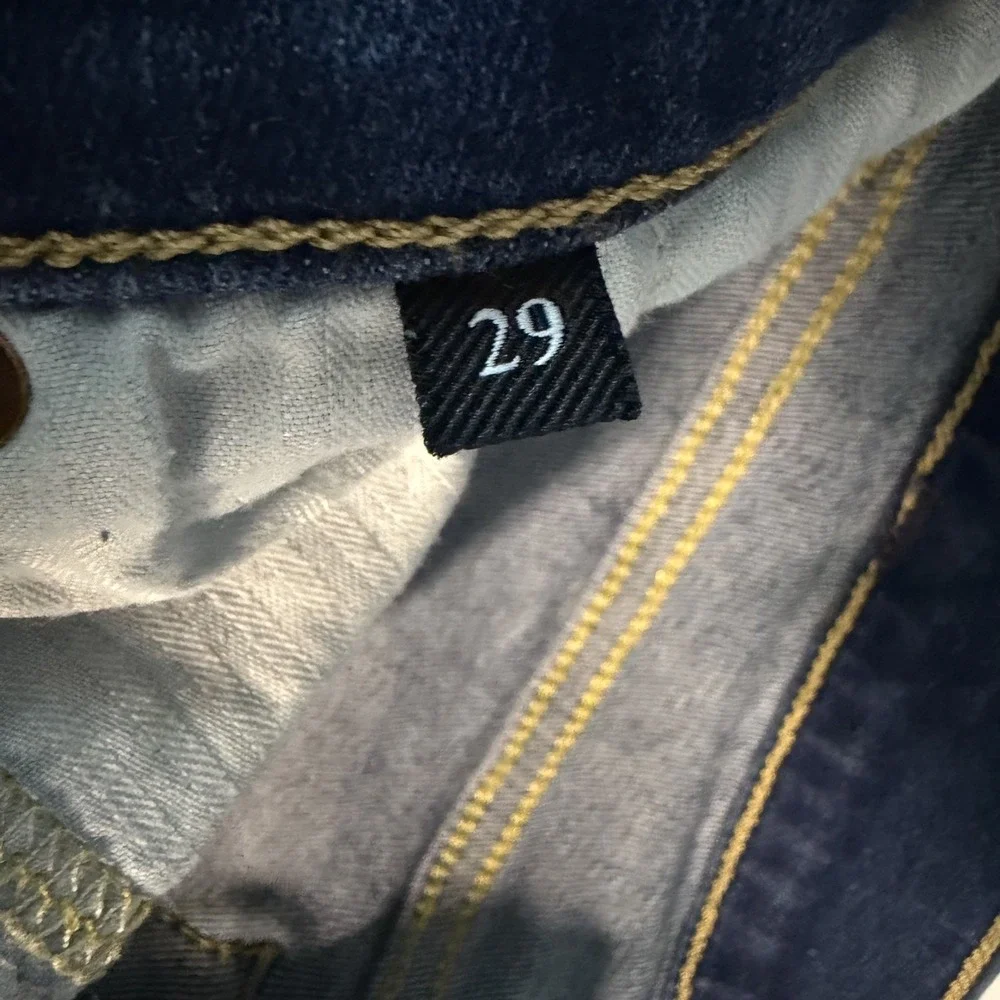 7 For All Mankind Distressed Skinny Jeans 29 Blue‎ Button Fly Knee Rips